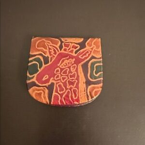 Colorful Giraffe Leather Coin Pouch